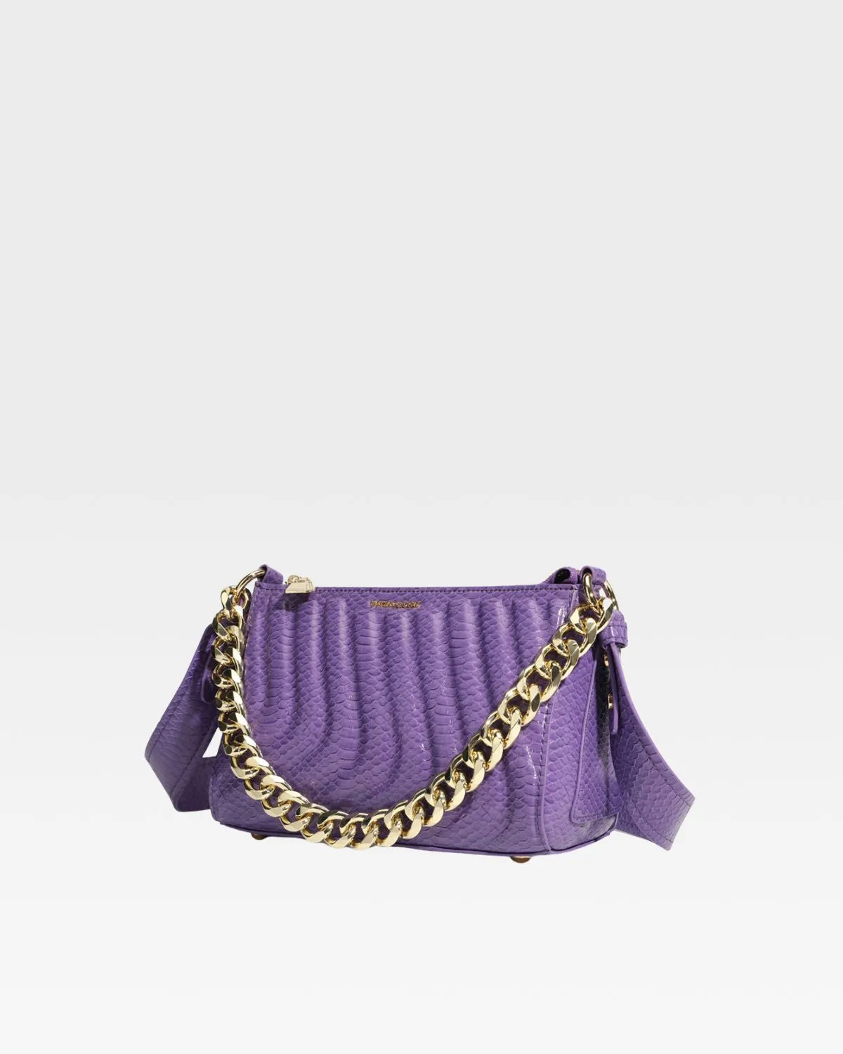 Purple Faux Python Shoulder Bag