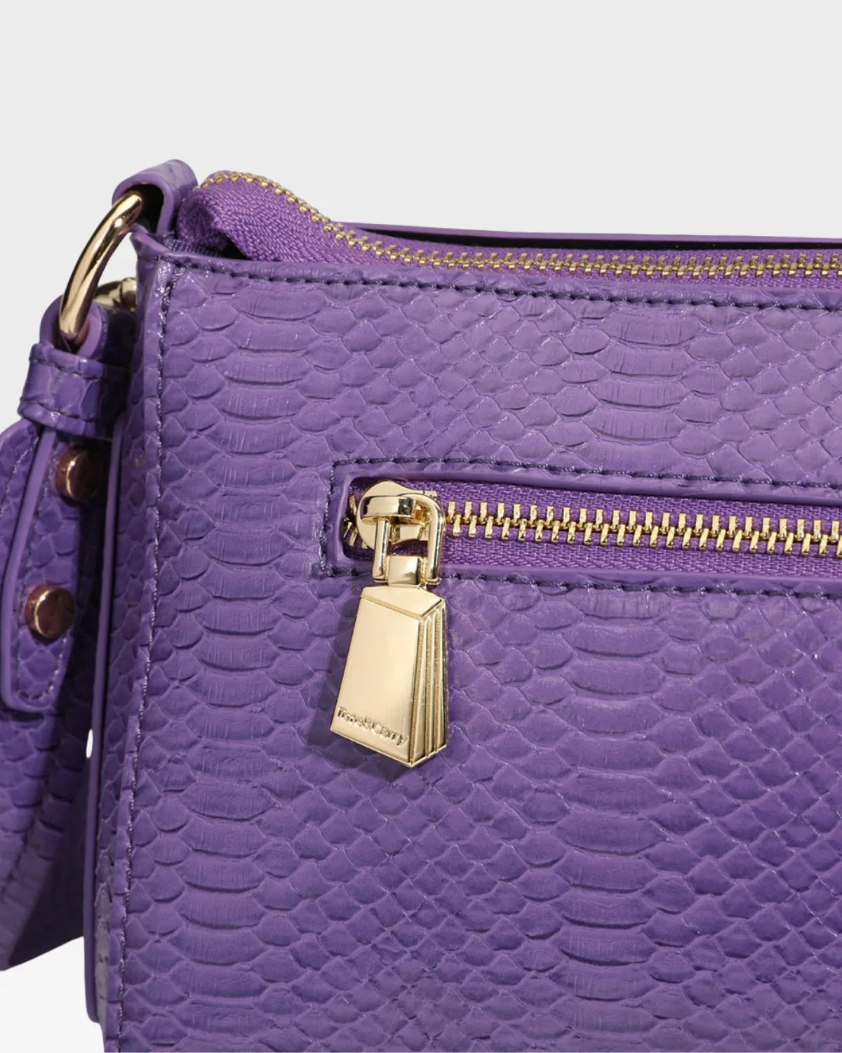 Purple Faux Python Shoulder Bag