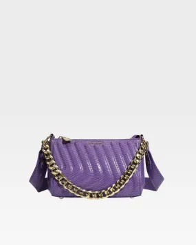 Purple Faux Python Shoulder Bag