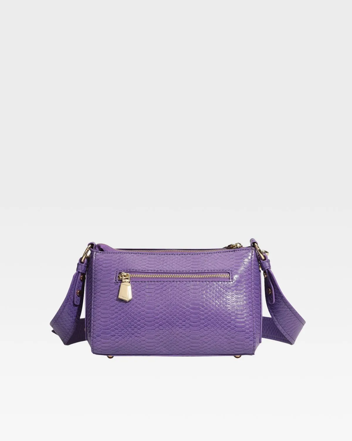 Purple Faux Python Shoulder Bag