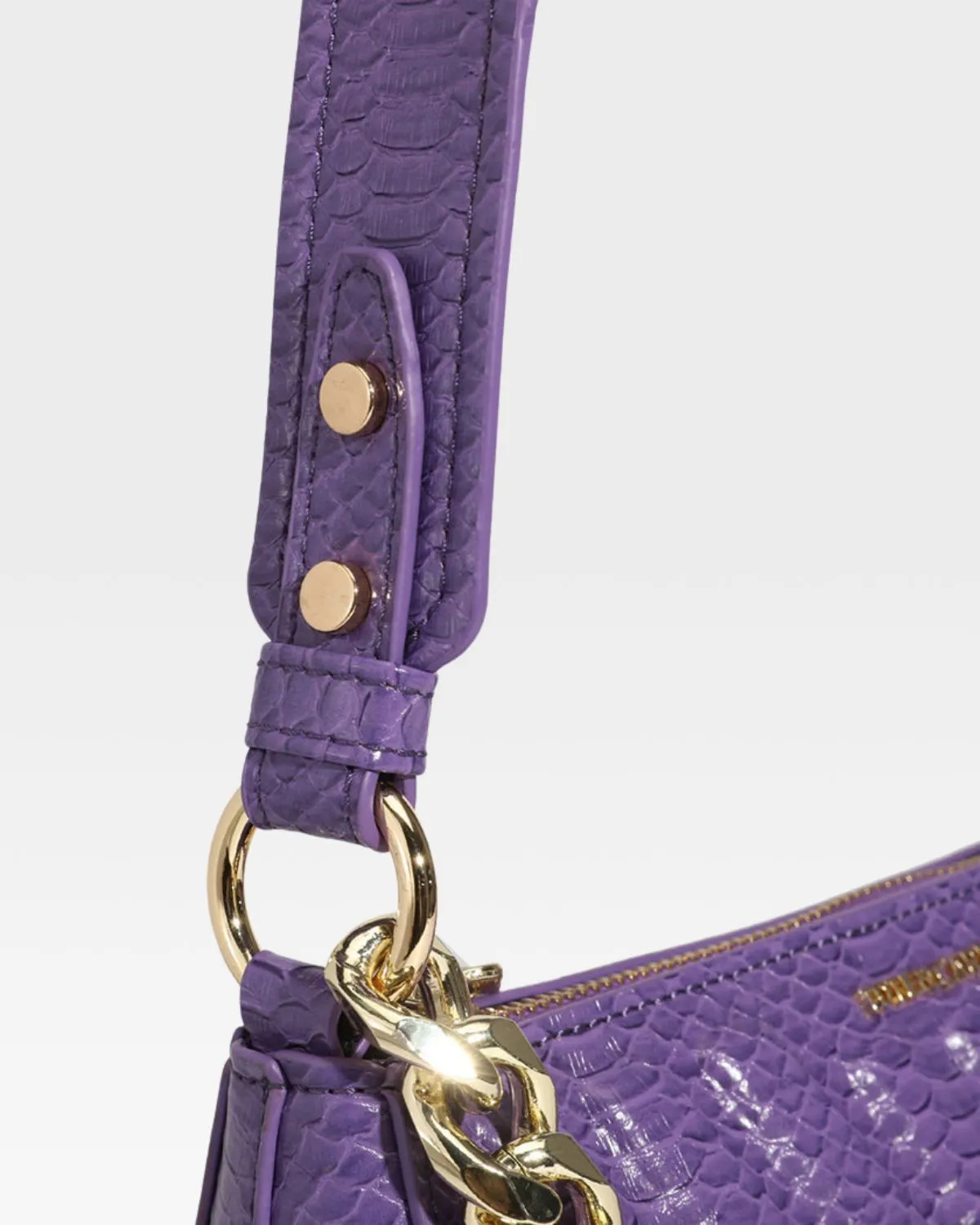 Purple Faux Python Shoulder Bag