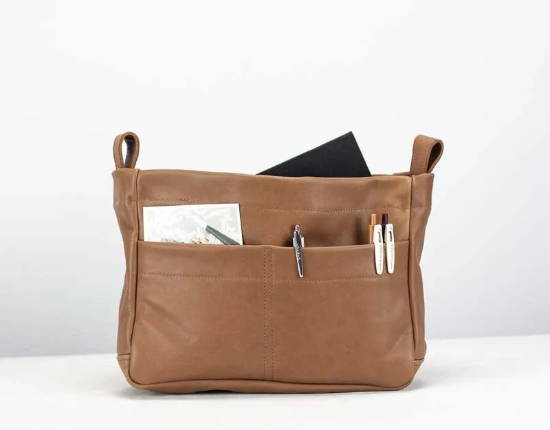 Purse Insert - Milk coffee Brown leather