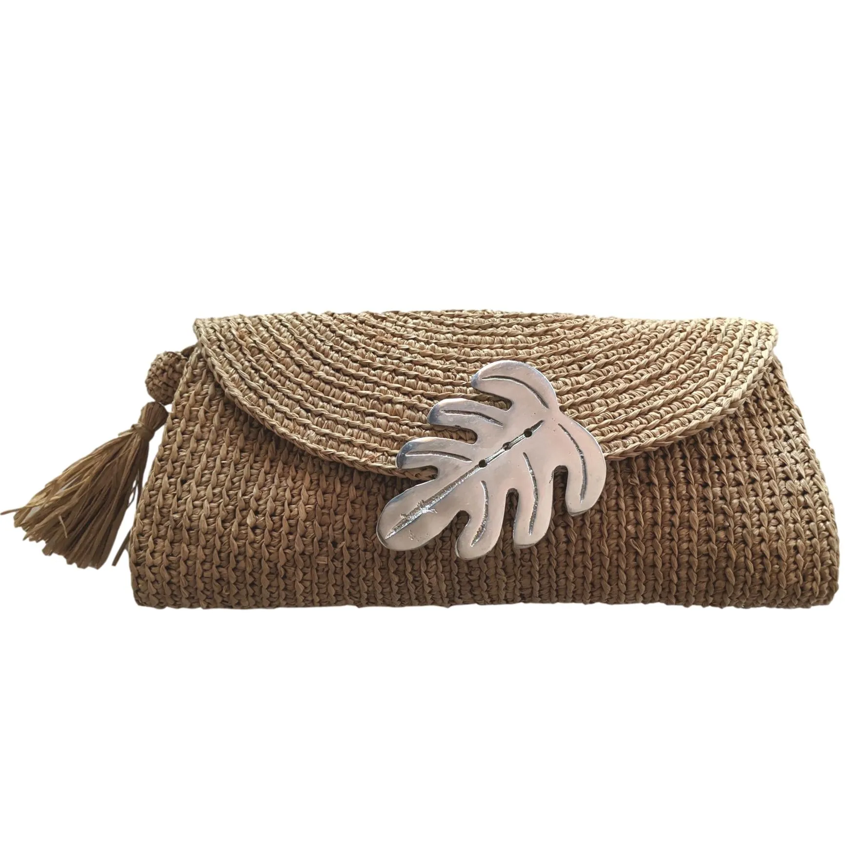 Raffia Straw Clutch Bag (Tan)