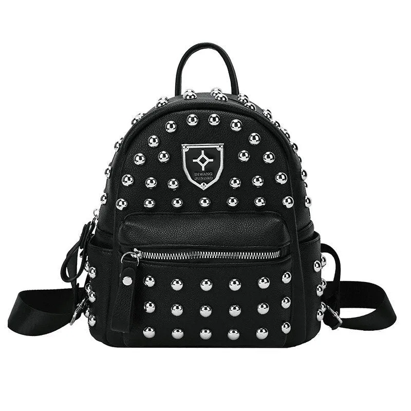 Rivet Design Solid Color Backpack Bag Purse