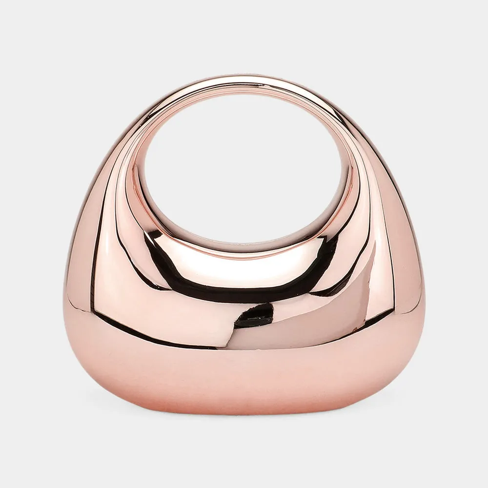 Rose Gold Metallic Acrylic Crescent Handbag