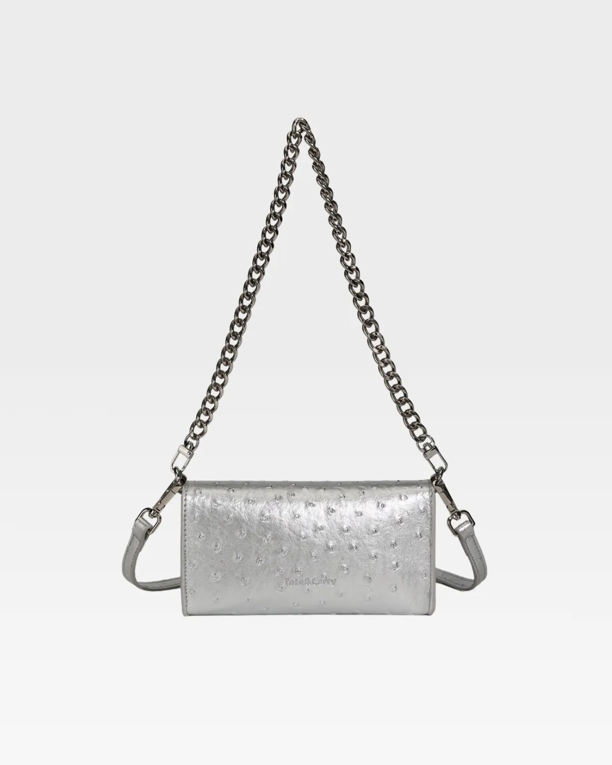 Silver Faux Ostrich Shoulder Bag