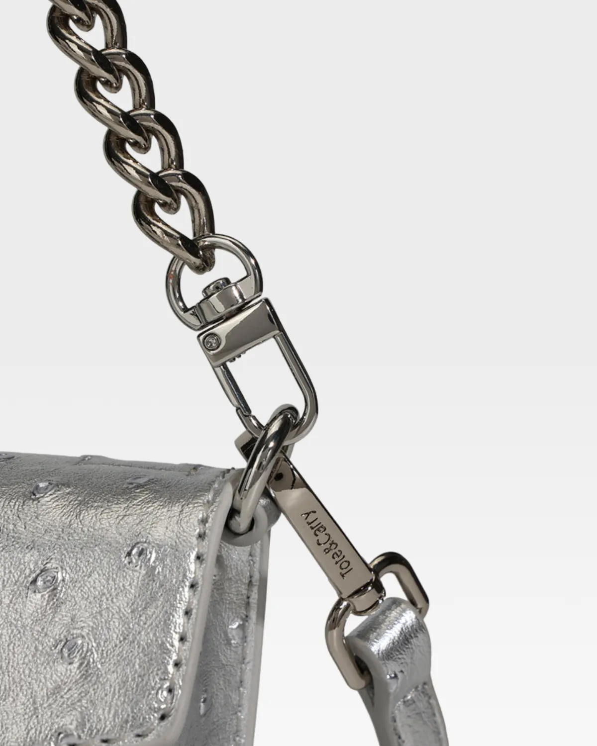 Silver Faux Ostrich Shoulder Bag