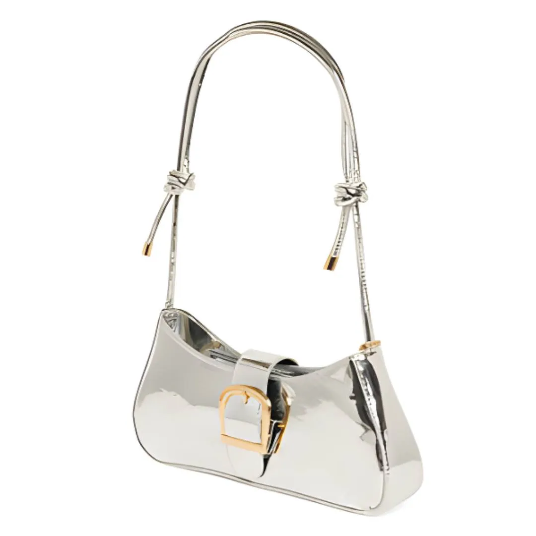 Silver Patent Shoulder Purse