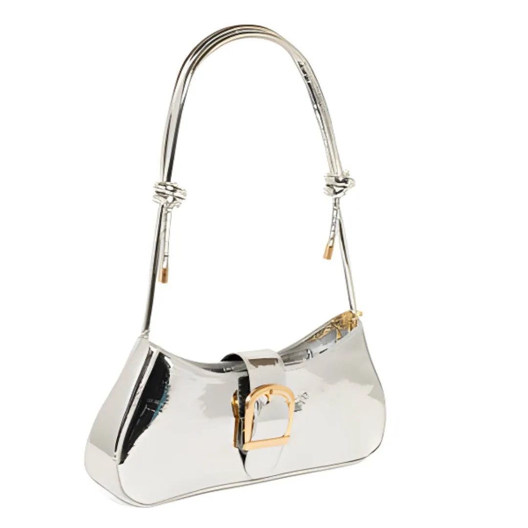 Silver Patent Shoulder Purse