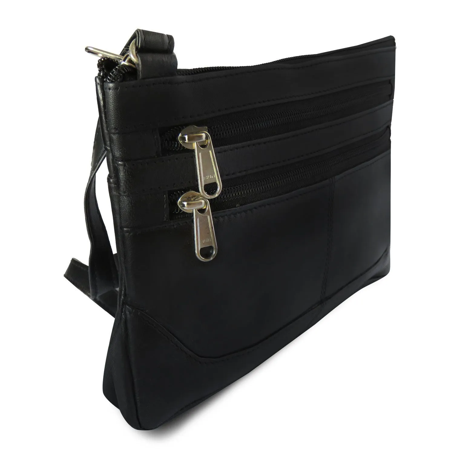 Slim Zipper Pockets Crossbody Handbag