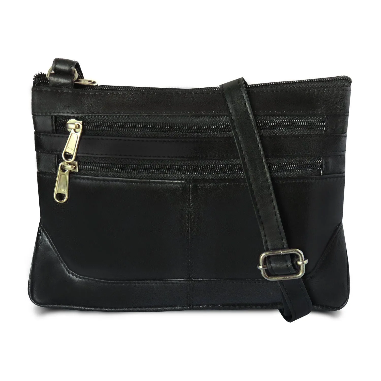 Slim Zipper Pockets Crossbody Handbag