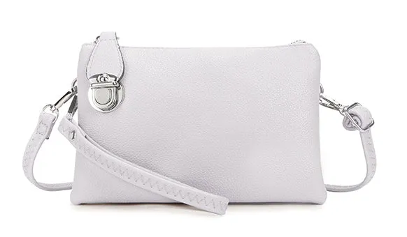 SMALL MULTI-POCKET CROSS BODY CLUTCH BAG WITH WRISTLET - WHITE