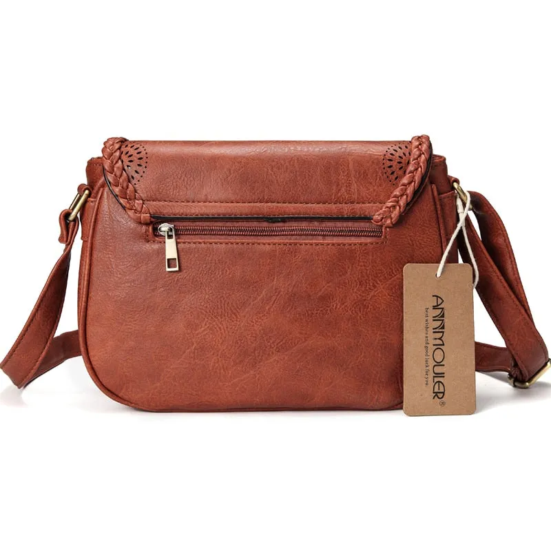 Vintage Leather Hollow Out Crossbody Shoulder Bag