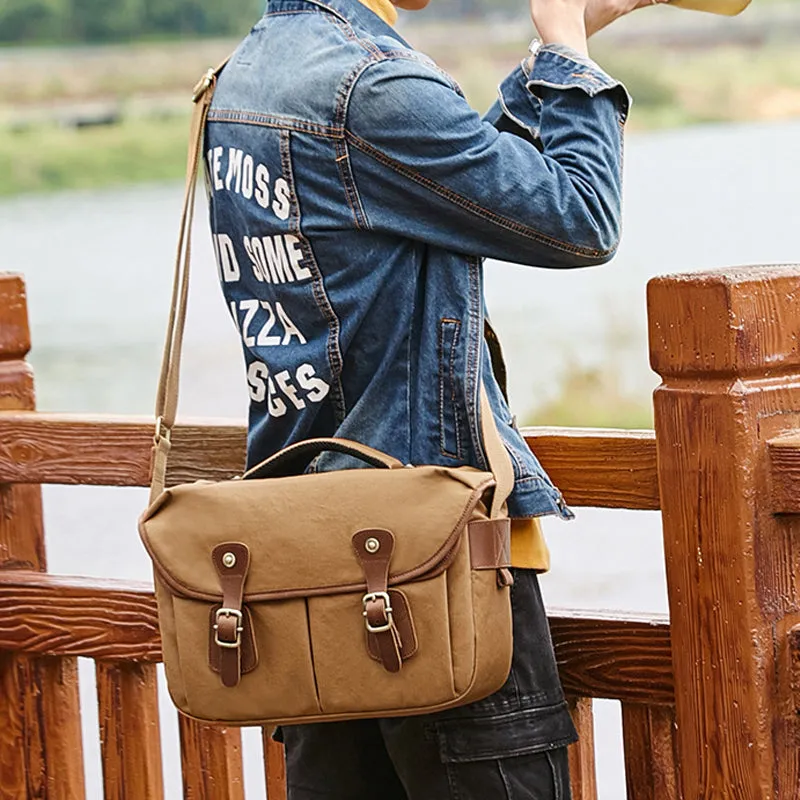 Waterproof Canvas Camera Bag Canvas DSLR Camera Shoulder Bag Vintage Messenger Bag