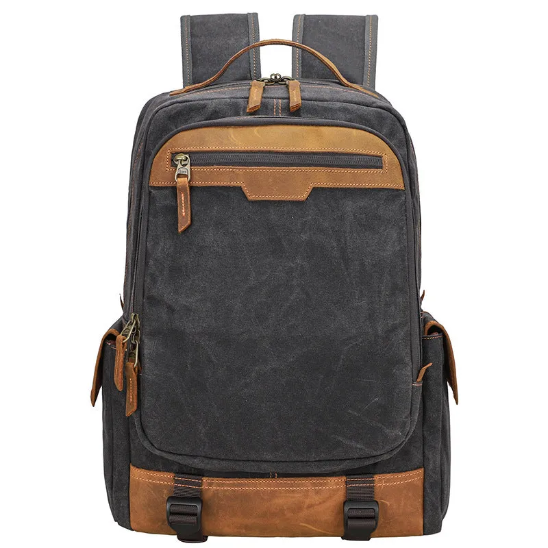 Waxed Canvas Camera Backpack Retro DSLR Camera Backpack Waterproof Laptop Backpack