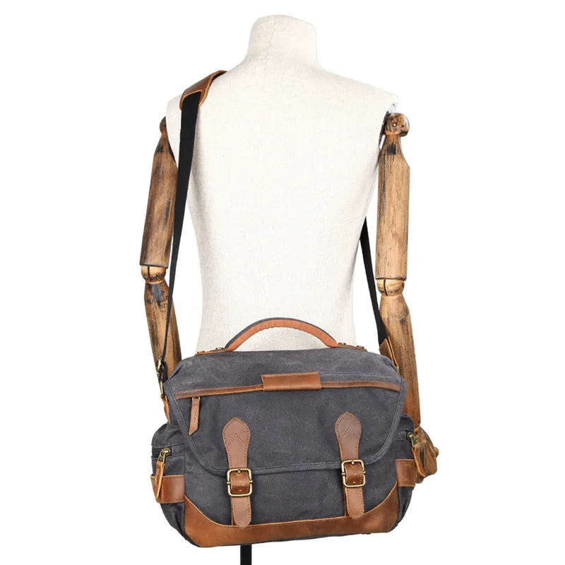 Waxed Canvas Camera Bag Retro DSLR Camera Shoulder Bag Waterproof Canvas Messenger Bag