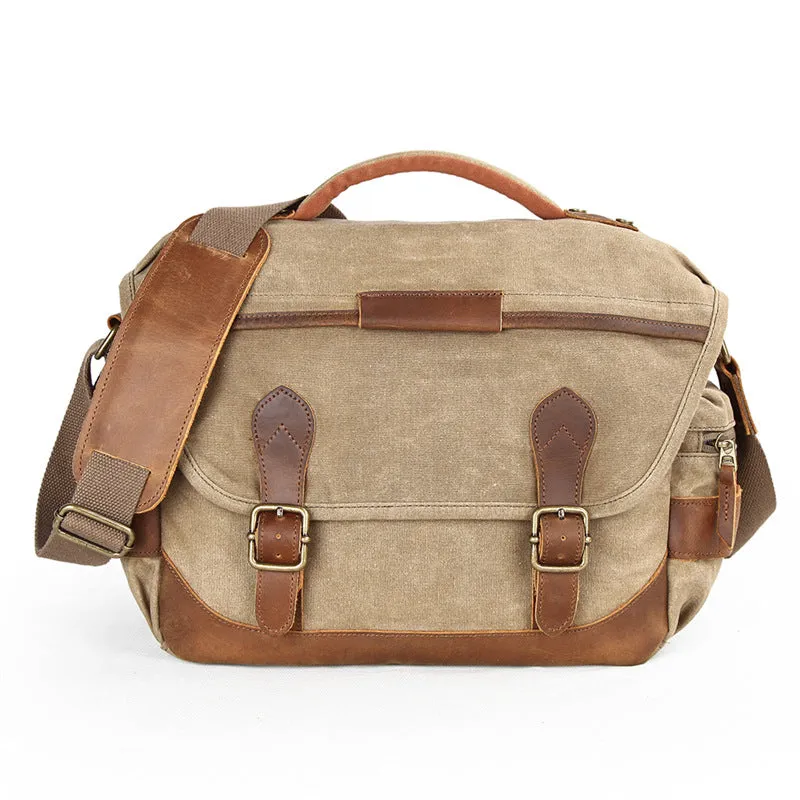 Waxed Canvas Camera Bag Retro DSLR Camera Shoulder Bag Waterproof Canvas Messenger Bag