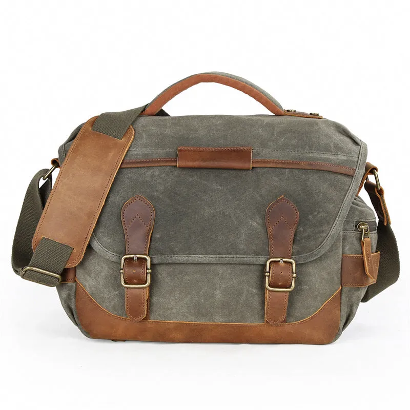 Waxed Canvas Camera Bag Retro DSLR Camera Shoulder Bag Waterproof Canvas Messenger Bag