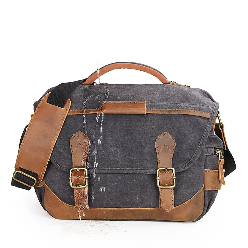 Waxed Canvas Camera Bag Retro DSLR Camera Shoulder Bag Waterproof Canvas Messenger Bag