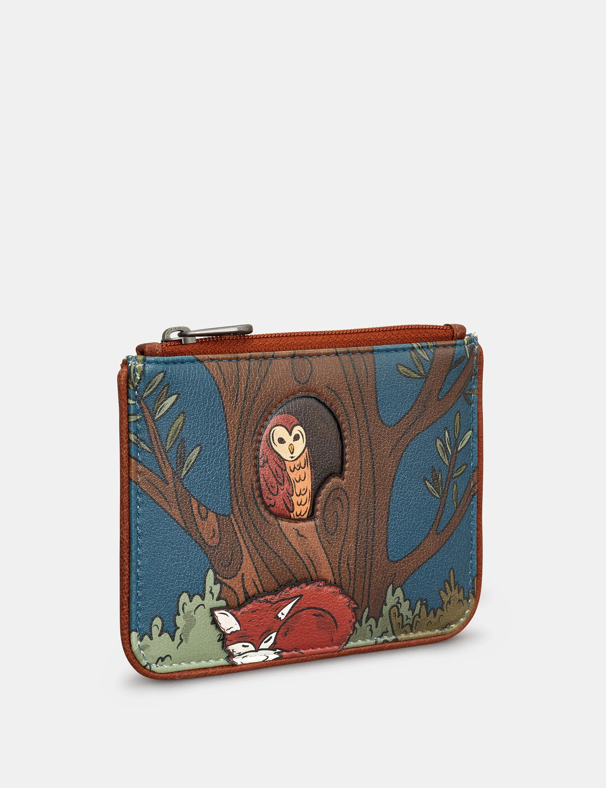 Woodland Friends Zip Top Leather Purse