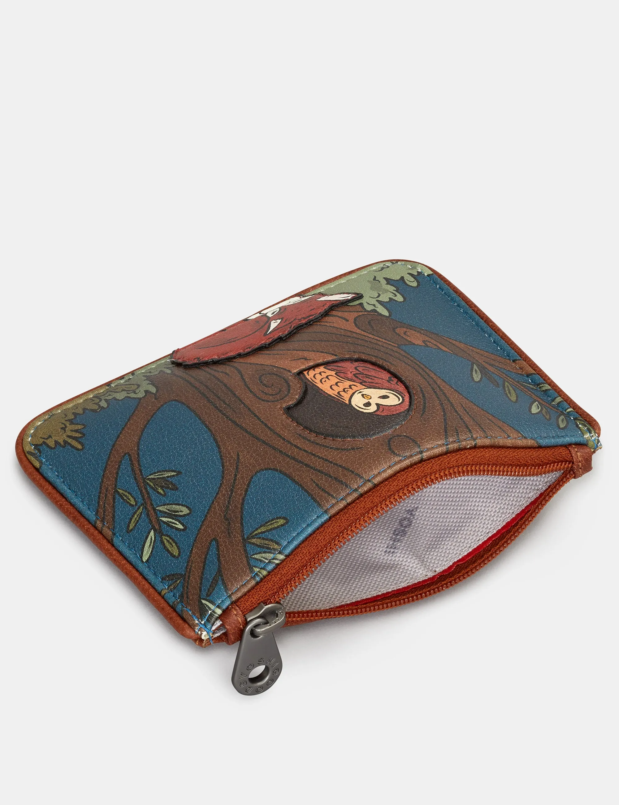 Woodland Friends Zip Top Leather Purse