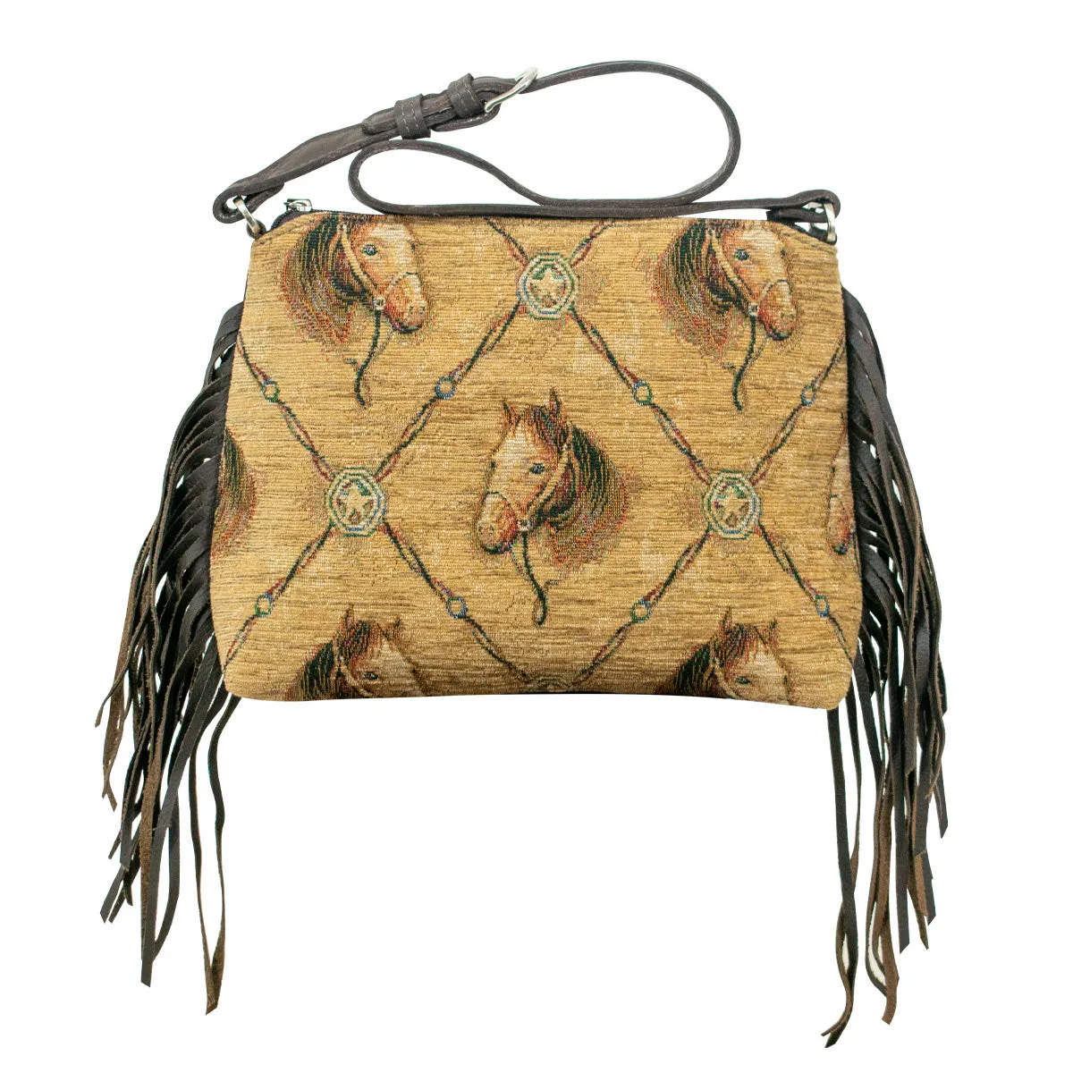 Woven Tapestry Shoulder Bag w/ Ultra Soft Leather