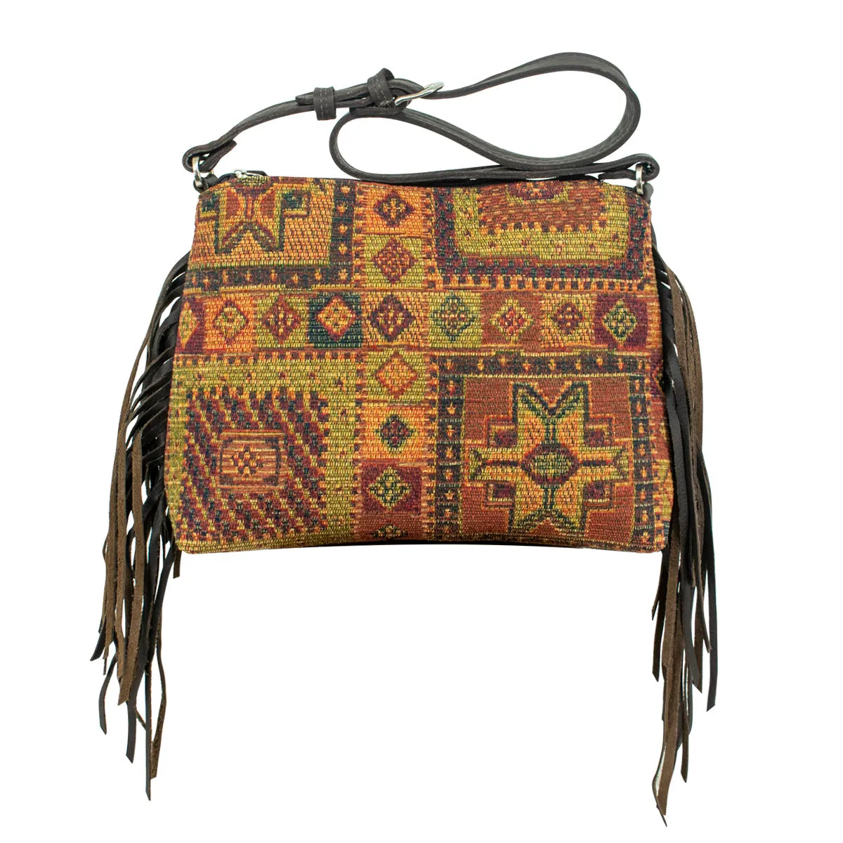 Woven Tapestry Shoulder Bag w/ Ultra Soft Leather