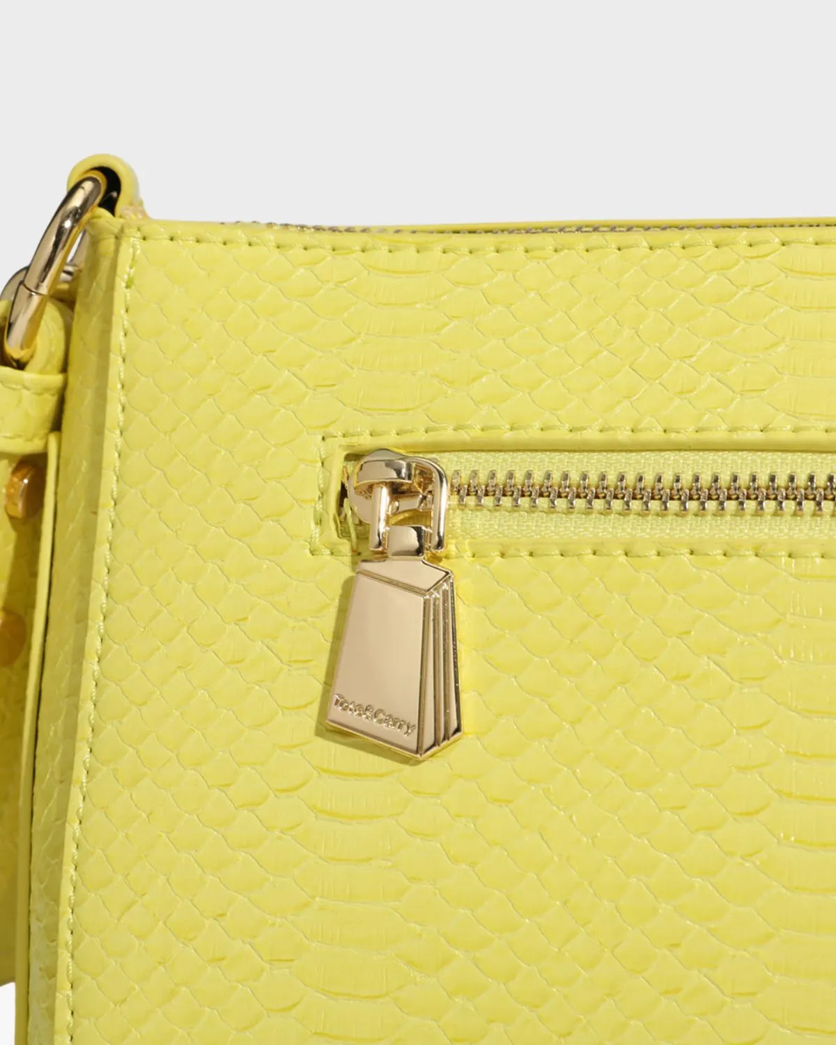 Yellow Faux Python Shoulder Bag