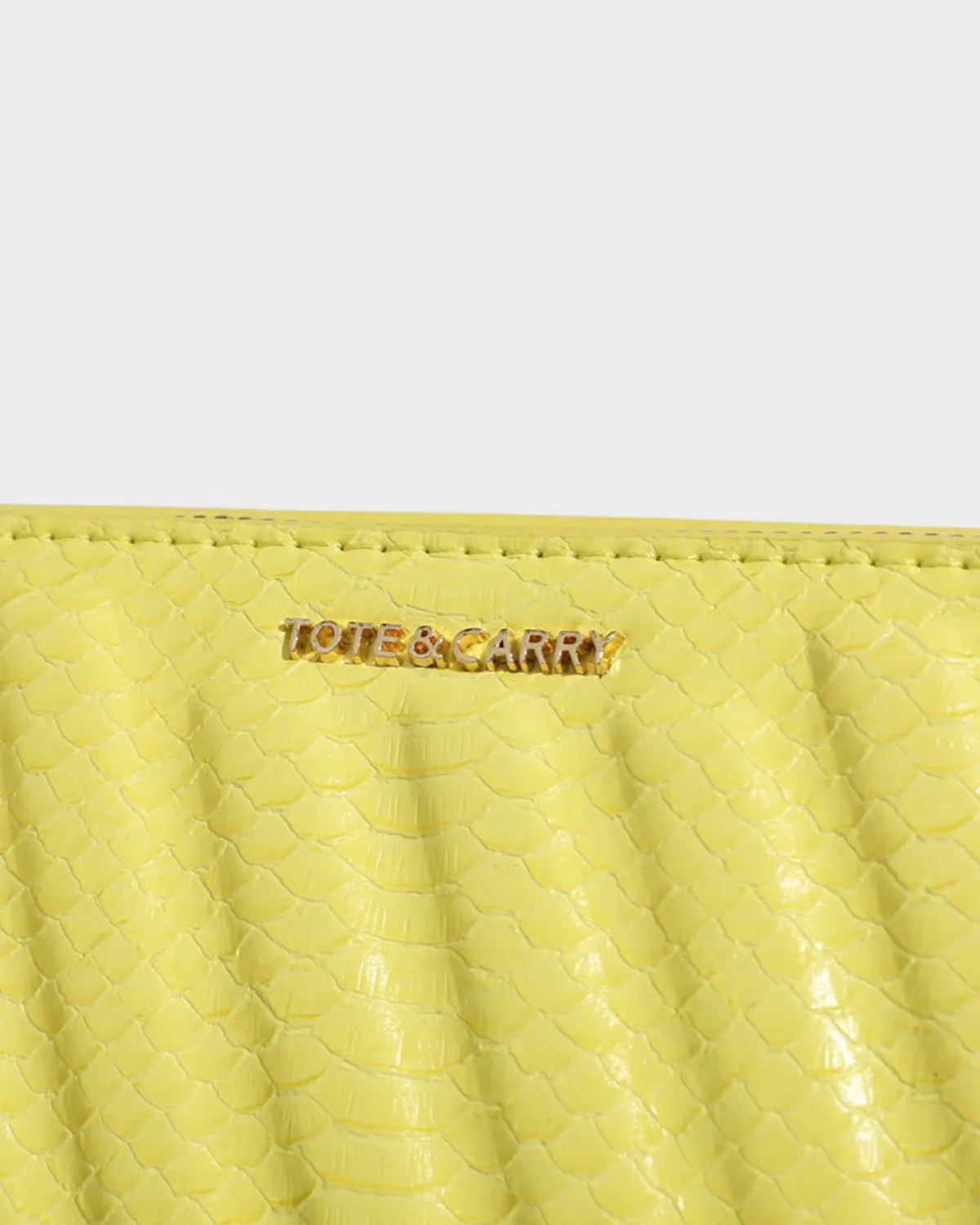 Yellow Faux Python Shoulder Bag