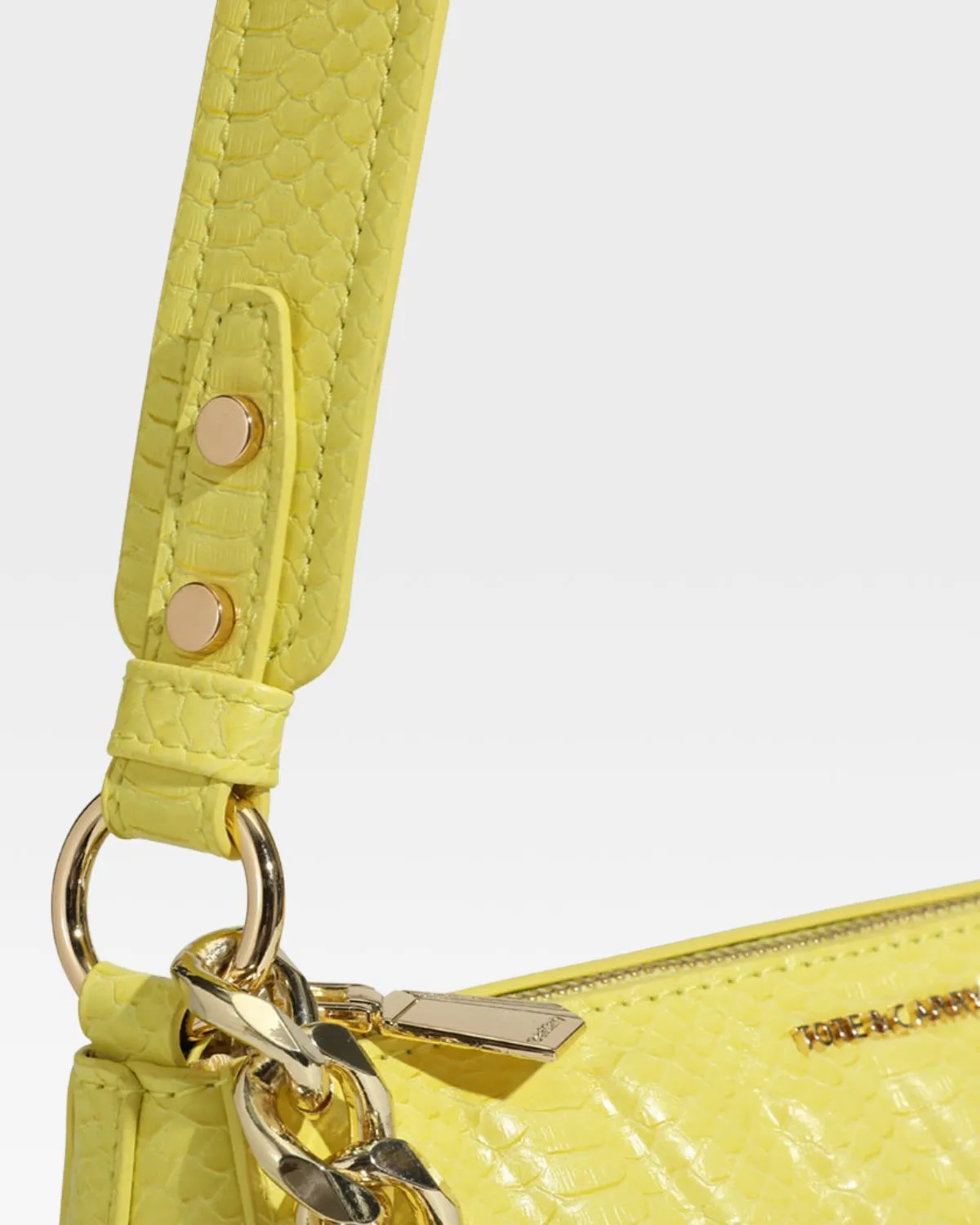 Yellow Faux Python Shoulder Bag