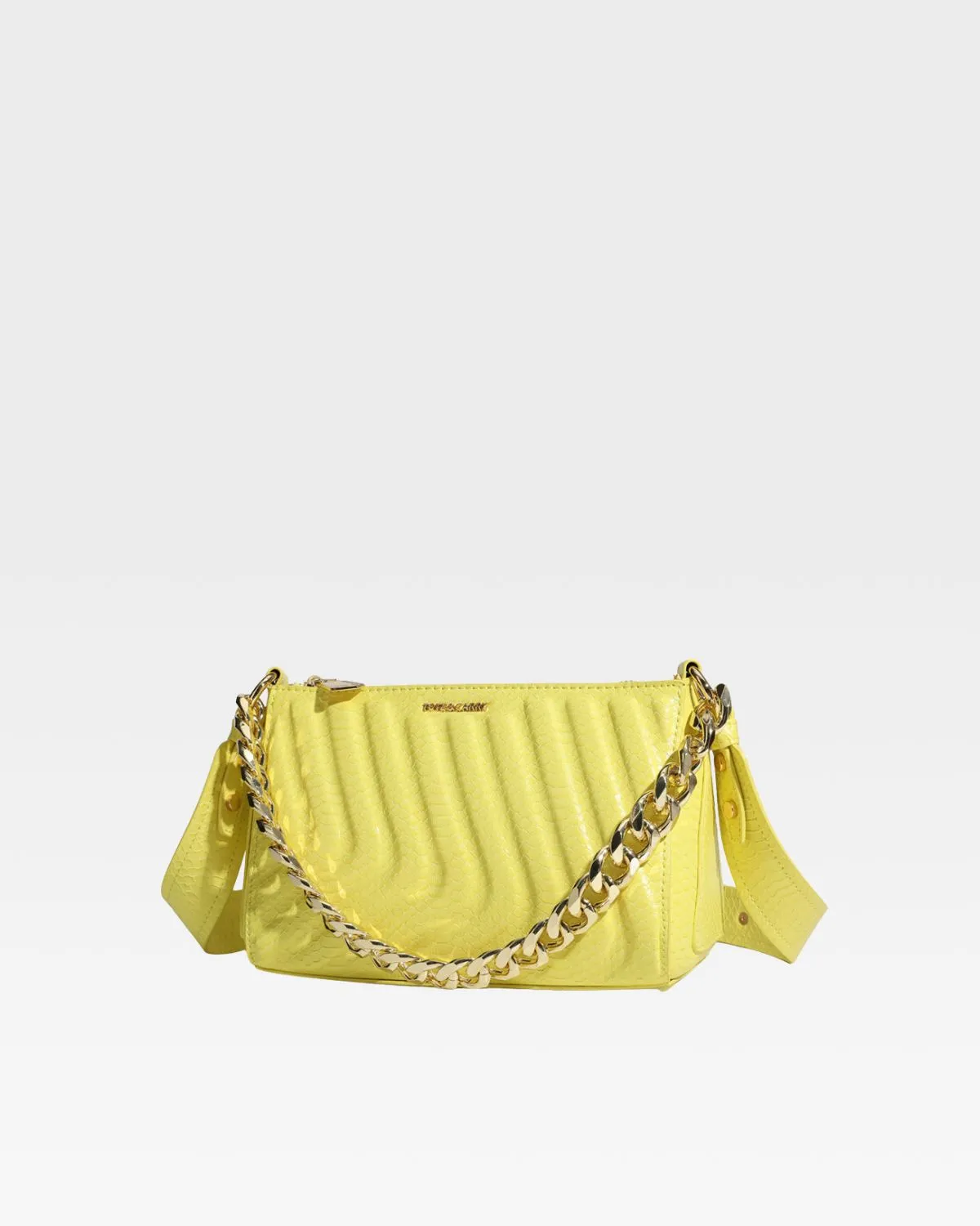 Yellow Faux Python Shoulder Bag