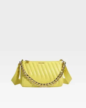 Yellow Faux Python Shoulder Bag